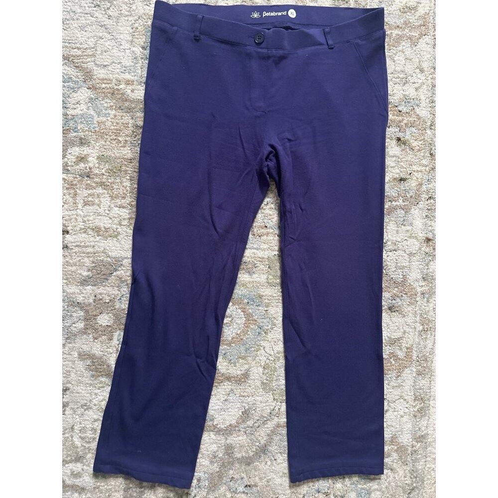 Betabrand Womens Purple Dress Yoga Pants Size XL Rayon Blend Flat Front Machine